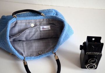 Crochet Bag // Blue Crocheted Handbag Celebrity Style,Crochet winter bag- shoulder bag- crochet bag-