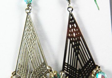 Aqua kite crystal earrings