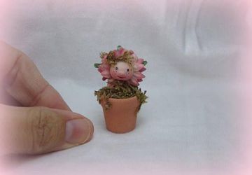 Ooak miniature flowerpot for Dollhouse 1:12 scale made of Prosculpt