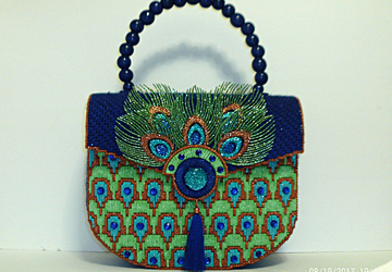 Unique and exotic Royal Blue and Green Large Peacock Handbag