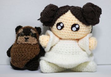 Princess Leia Ewok Star Wars Chibi Plushie Amigurumi Stuffed Toy Doll Handmade Softies Gift Baby Crochet Knit Inspired Plush Characters