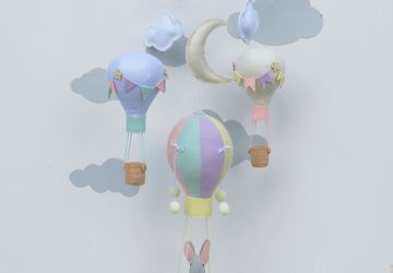 BABY MOBILE ELEPHANT IN HOT AIR BALLOON/ELEPHANT MOBILE/NURSERY DECOR BALLOONS/BABY SHOWER GIFT