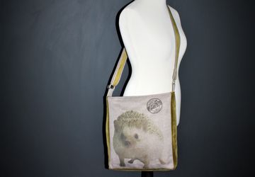 Large crossbody bag, handmade bag with hedgehog, canvas bag everyday, shopper bag, everyday bag, minimalist bag women, bestseller bag
