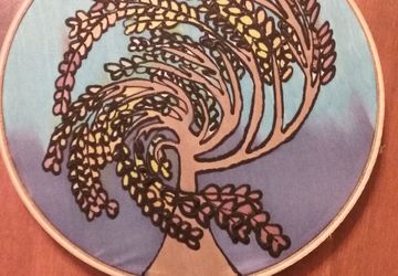 Tree of Seasons 6-inch Silk Painting with Black Outline