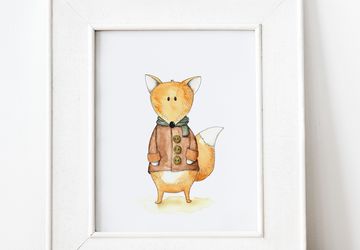 Fox Print for Woodland Nursery Decor, Printable Animal Wall Art for Kids Room, Gender Neutral Nursery Decor