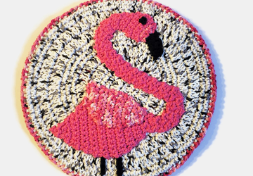 Crocheted Flamingo Trivet