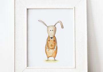 Rabbit Print for Forest Nursery Decor, Printable Woodland Animal Wall Art for Kids, Gender Neutral Nursery Art Print