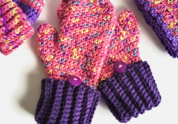 Pink and Purple Adult Mittens