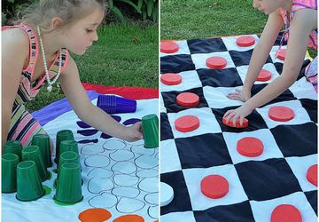 Checkers Board / Chinese Checkers - Two in One Family Outdoor Game