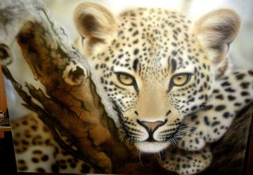 Leopard - a painting in aerographics without frame