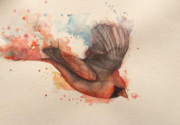 Watercolor Splash Bird Painting