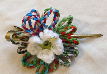 Beautiful plated flower crochet hair slide