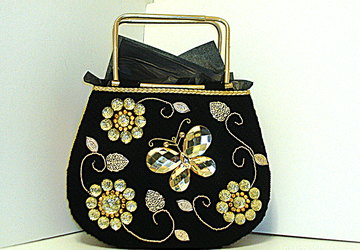 Jeweled Black and Gold Butterfly Tote bag