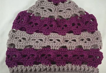 Skulls Slouch Hat - Pewter Gray And Dark Orchid