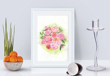 Peony flower watercolor wall art / botanical painting / floral wall decor