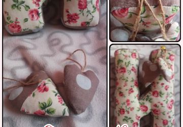 Personalized textile letters decorated with hearts