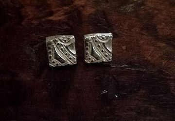Sterling Silver Handmade Stud Tile Earrings #10 Truly Unique!