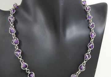 Amethyst Chain Mail NECKLACE 18.5"