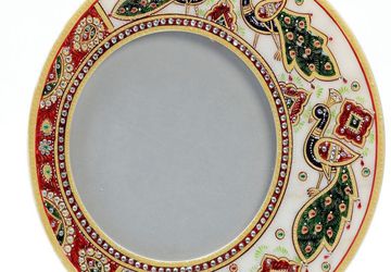 Handcrafted Marble Picture Frame with Gold Work