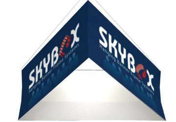 Elevate Your Trade Show Booth With a 15’ Triangle Hanging Tension Fabric Display!