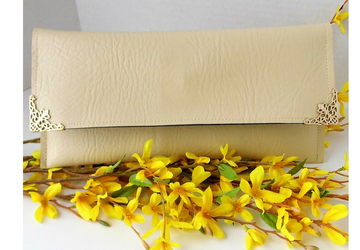 Cream clutch purse, Vegan leather evening bag, Beige faux clutch, Wedding purse, Bridal gift, Clutch for the bride, Summer bag