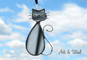 Stained Glass Cat Suncatcher MADAME Cat Lady