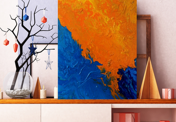 Large Acrylic Pour Painting, Orange Textured Painting, Large Original Painting on Canvas, Abstract Art On 30 x 40 inches