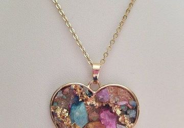 Gold Druzy Rock Heart Necklace/Gift For Her/ Agate Necklaces/ Rock Necklaces