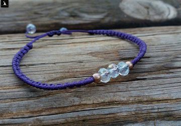 Purple Minimal Crystal Macrame Bracelet
