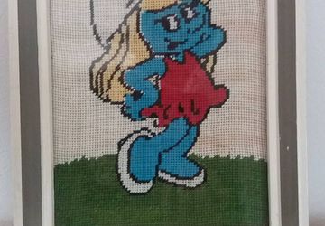 Vintage Smurfette gobelin, wall decor Schtroumpfs
