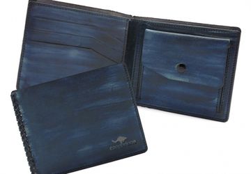 Leather wallet CANGURIONE 1113-020 Dark-Blue Hand Made