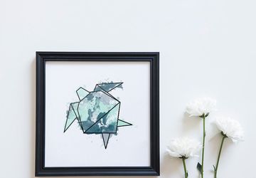Sea turtle art, turtle print.