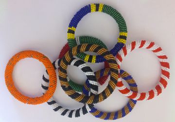 A set of 6 African beaded bangle