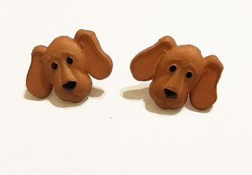 Cut Brown Dog Post Earrings #19