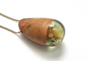 Carved briar wood root driftwood pendant with resin
