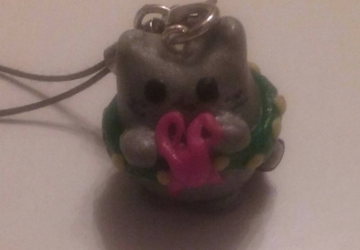 Christmas cat polymer clay charm