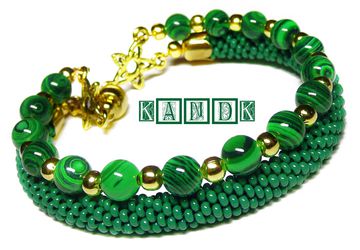 Double malachite bracelet "Mistress of the copper hill"