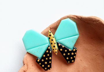 Mint butterfly brooch, cute pin, lovely gift, butterfly jewelry, polymer caly pin, handmade butterfly pin, mint and black, origami butterfly