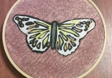 Unique Monarch Butterfly Painted on Silk measuring 4-inches