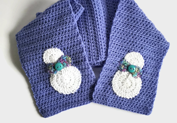 Lilac Winter Scarf with Snowman Appliques