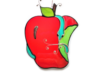 Poison Apple Suncatcher, Blood red with putrid green and shimmering snake