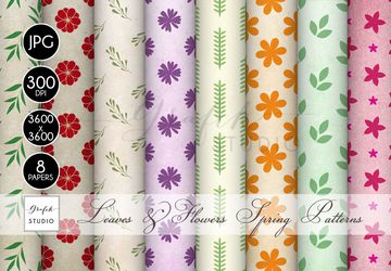 Multicolored Floral Spring Seamless Pattern Digital Paper Pack