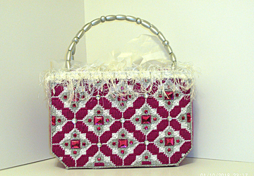 Dark Fuchsia ,Sliver and White Tote bag