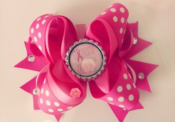 Breast cancer awareness Girls stacked boutique hair bow