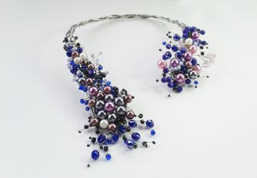 Open necklace Collar necklace Statement necklace Wire wrap necklace Aluminum in handmade Wire necklace Aluminum necklace Purple necklace