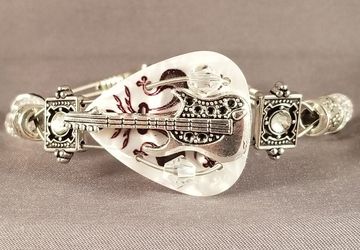 Guitar Pick and Guitar String Bracelet "Fleur-de-lis Guitar"