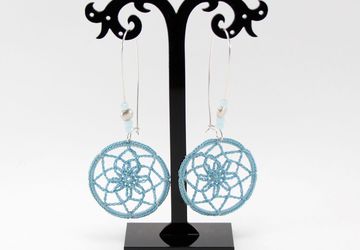 Sterling Silver Earrings Dreamcatcher Threader Earrings Hoop Earrings Earrings Crochet Fashion Jewelry Earrings Handmade Birthday Gift