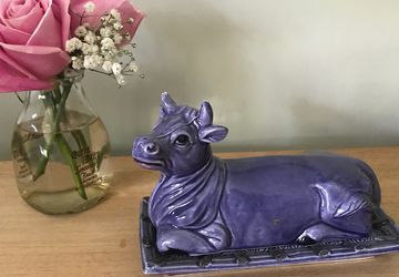 Vintage purple cow | cow butter dish | Vintage purple cow creamer | Purple cow | Farmhouse Kitchen | Vintage cow butter dish | Retro kitchen
