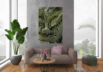 Large Abstract Acrylic Painting, Contemporary Wall Art, Acrylic Fluid Paintings, Black and Grey Painting, Silver Abstract Painting