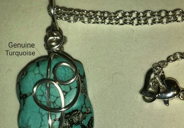 Turquoise and Silver Wire Sculpture Necklace